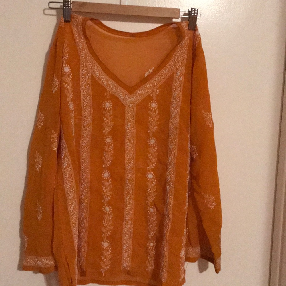 Long sleeve chiffon blouse